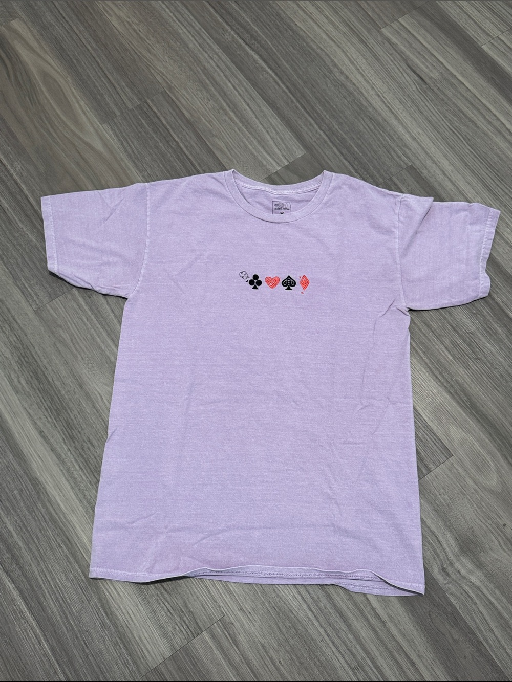Men's Lavender Short Sleeve Tee with Card Suit Motif